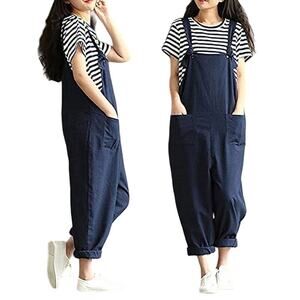 Aedvoouer Womens Summer Casual Sleeveless Loose Wide Leg Jumpsuits Blue Size L